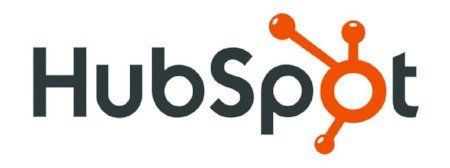 The logo for hubspot is black and orange on a white background