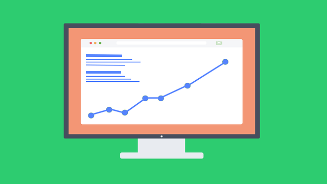 A computer monitor with a graph on it on a green background.