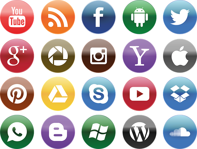 A set of social media icons including youtube facebook and twitter