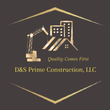 Logo for D&S Prime Construction: buildings, crane, gold accents, tagline "Quality Comes First".