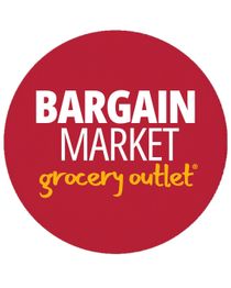 Bargain Market grocery outlet logo in a red circle with white and yellow text