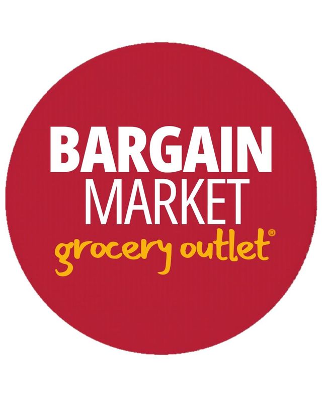 Bargain Market grocery outlet logo in a red circle with white and yellow text