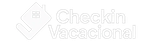 Logotipo para Checkin Vacacional, que presenta el contorno de una casa y un texto.