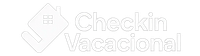Logotipo para Checkin Vacacional, que presenta el contorno de una casa y un texto.