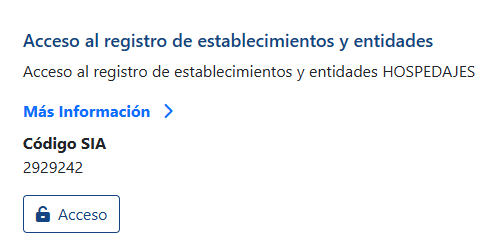Se accede al registro de establecimientos y entidades mediante un enlace denominado ‘Acceso’.