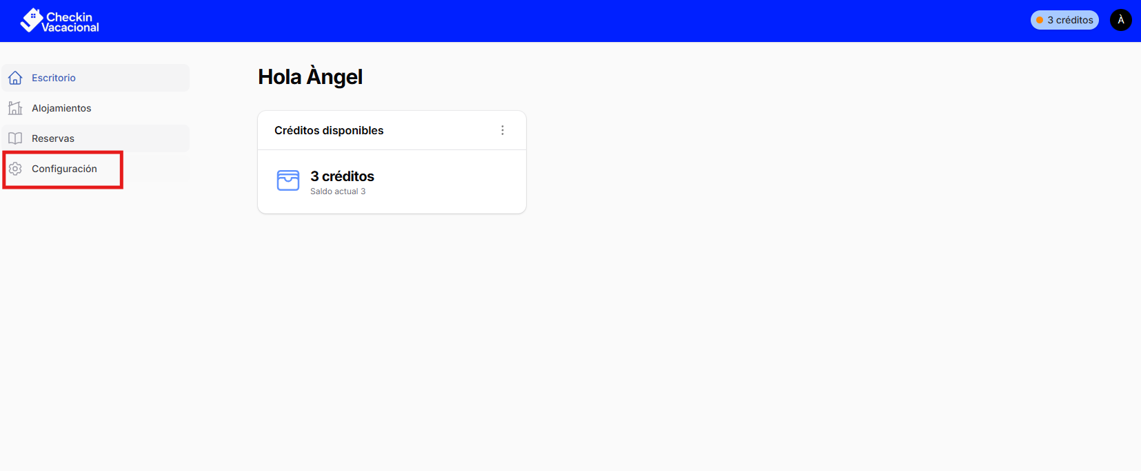 configuración checkin