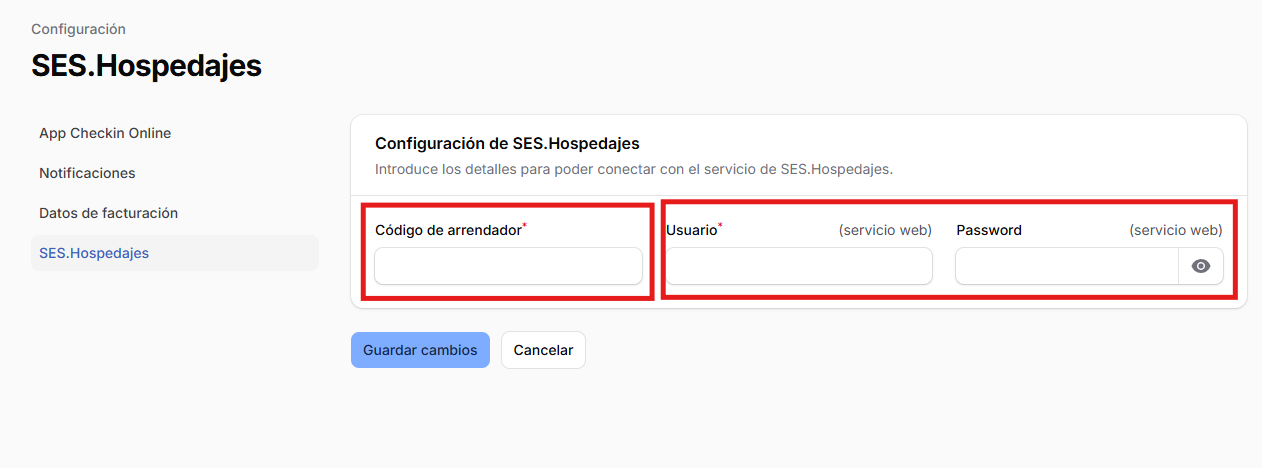 configuración checkin
