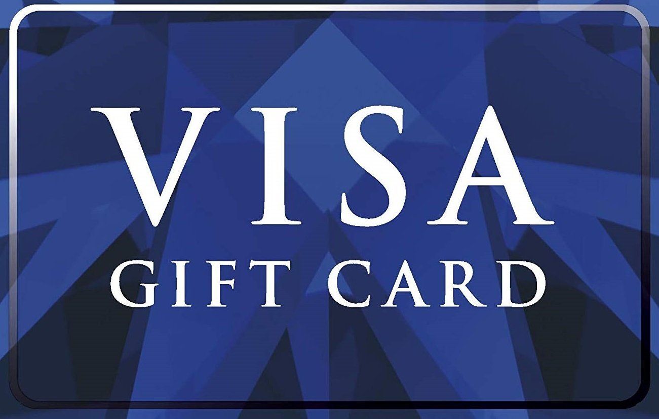 A visa gift card with a blue background