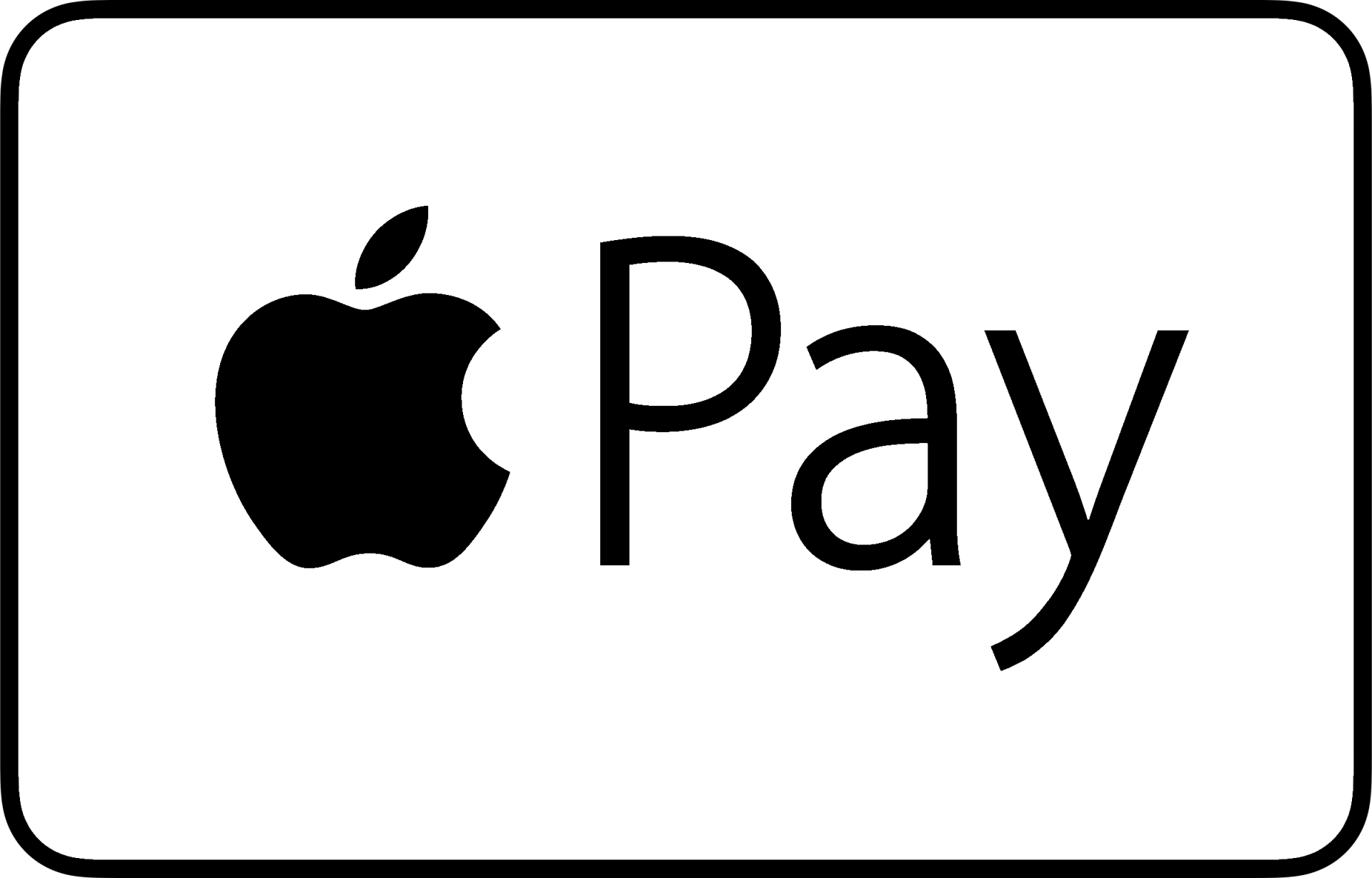 A black and white apple pay logo on a white background.