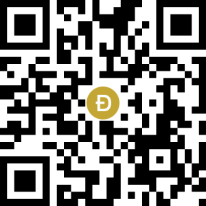 A black and white qr code with a gold coin in the middle.