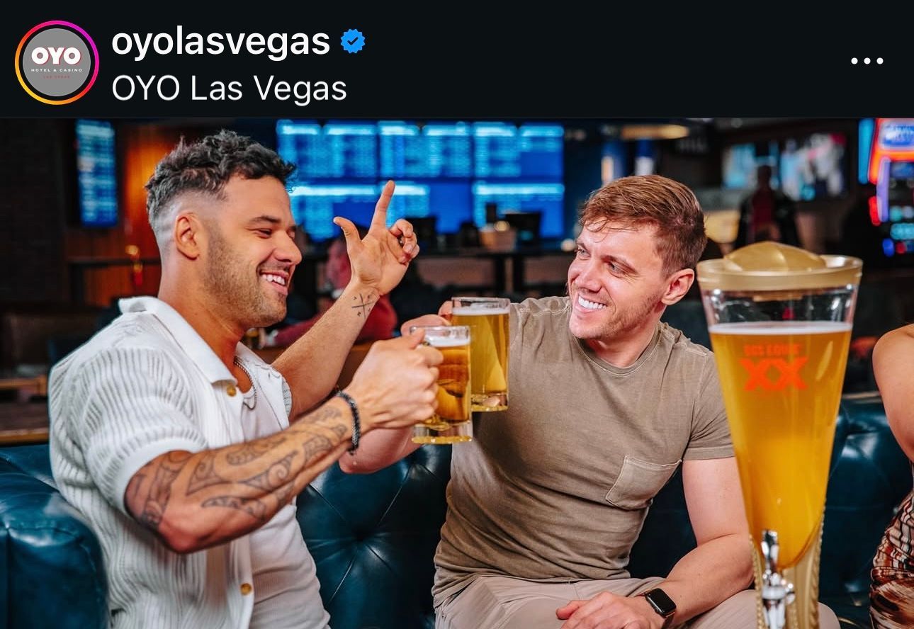 Male lifestyle models shooting scene for Las Vegas resort content shoot.