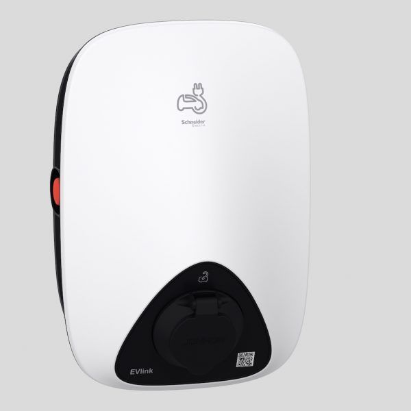 A white and black device with the word schneider on it