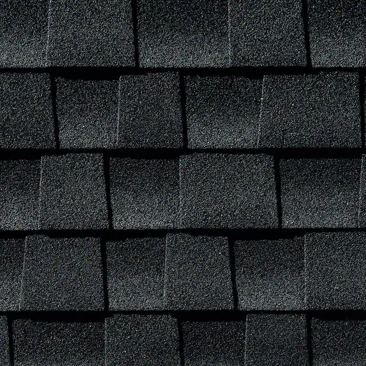 A close up of a black roof tile.
