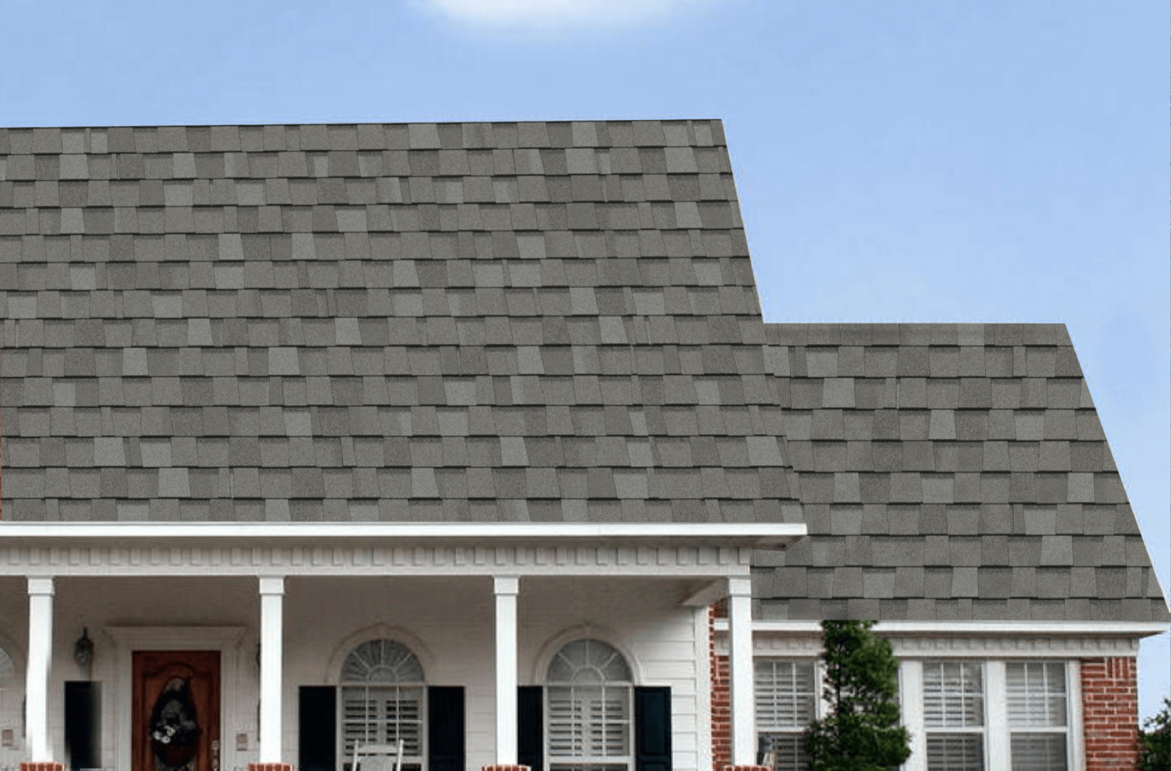 roofer New Port Richie. A photo of a house with cobblestone grey shingles