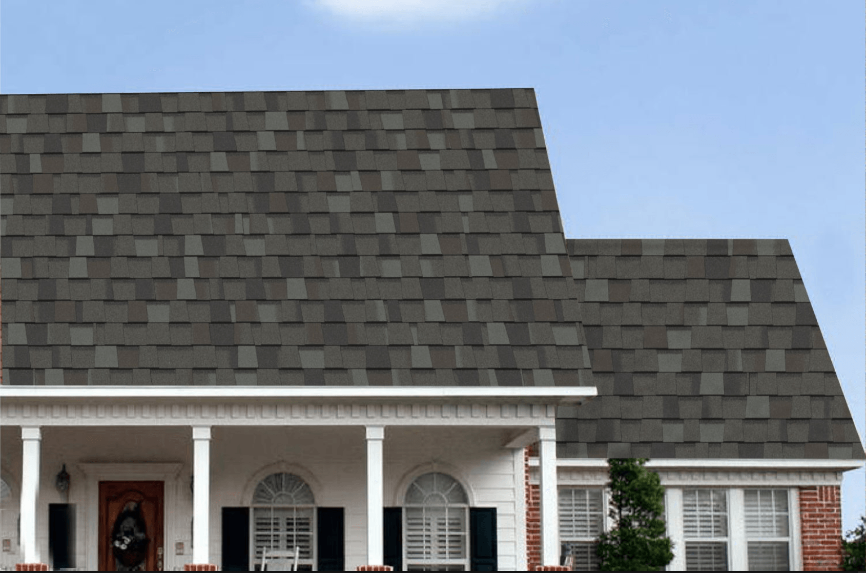 best asphalt shingles Brandon. A photo of a house with Max Def Georgetown grey shingles