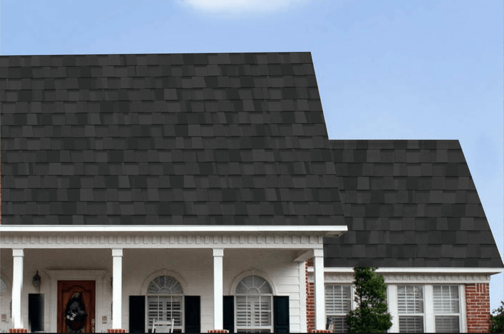 Best Ashalt shingles Plant City. A photo of a house with Max Def Morie Black shingles