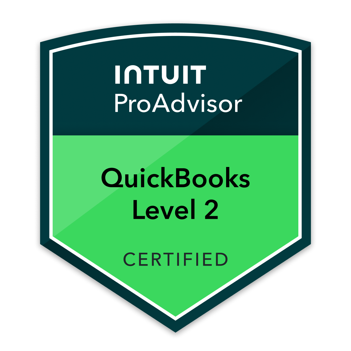 Intuit ProAdvisor QuickBooks Level 2 Certified badge for Laura Parker of Bookkeep Boss LLC