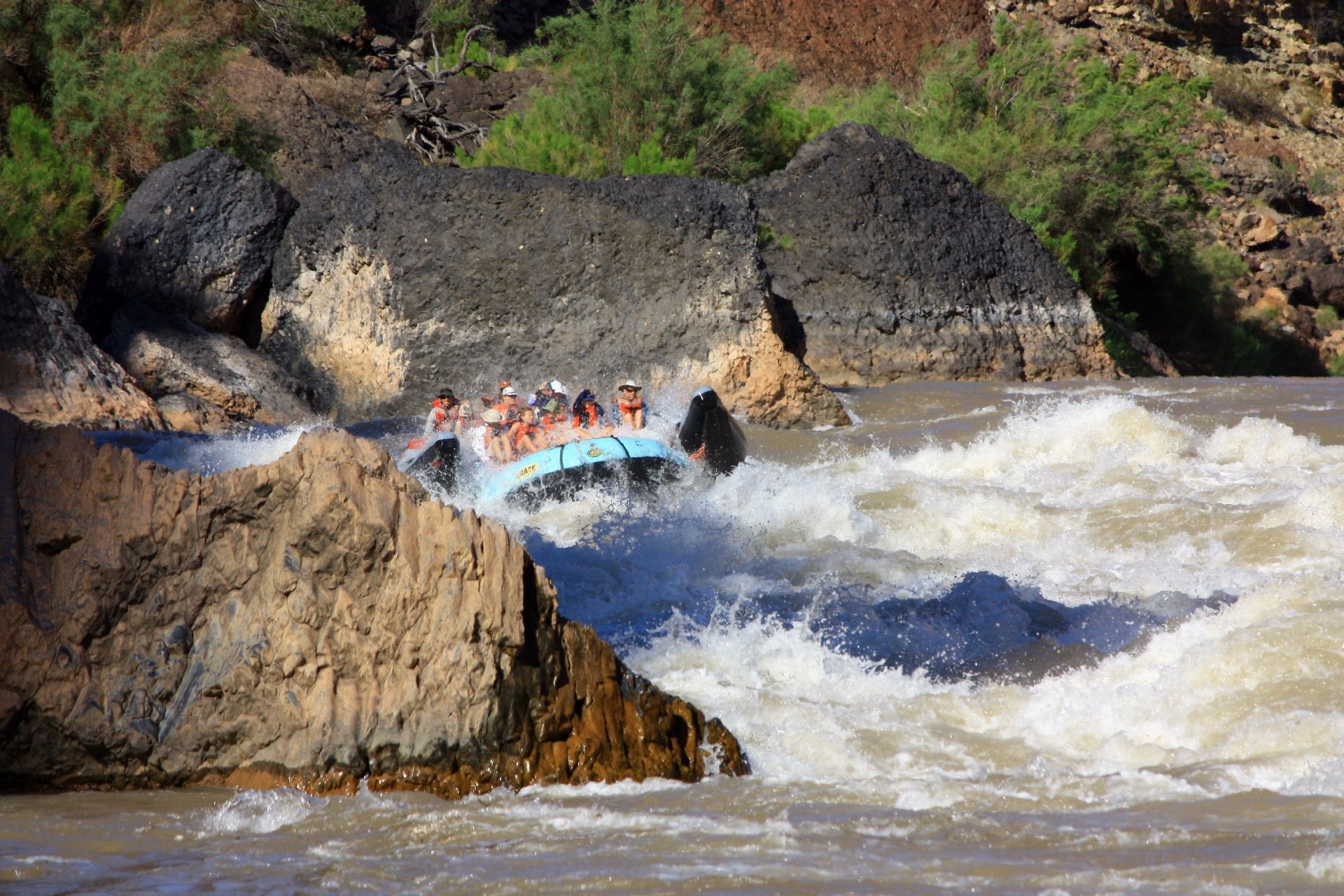 Rafting through a Grand Canyon