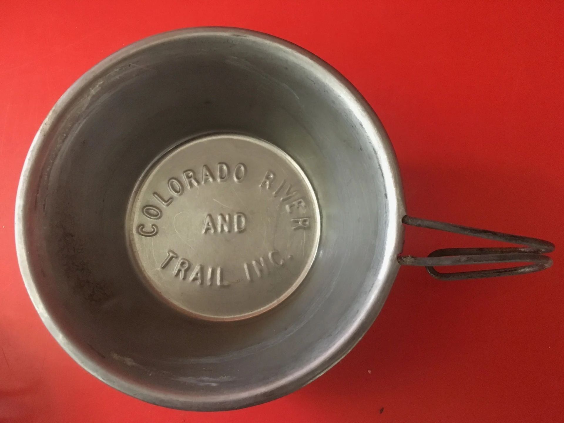 Metal camping cup, stamped 
