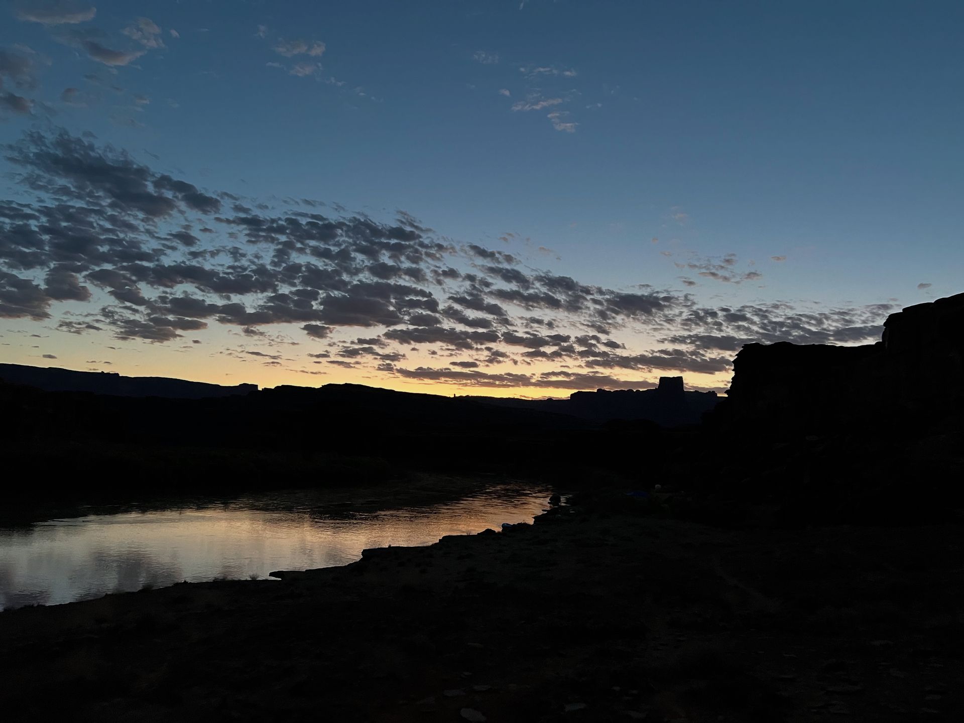 Night fall and sunset on the Colorado River.
