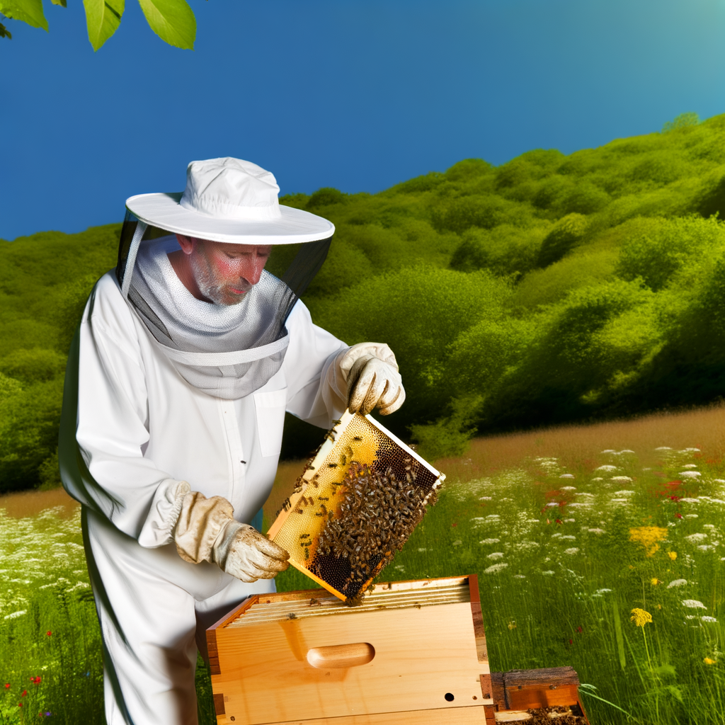 apiculteur qui regarde une ruche