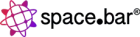 Logotipo de space.bar que presenta un icono de globo terráqueo estilizado con degradado junto al texto 