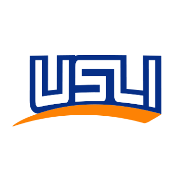 A blue and orange logo for usli on a white background