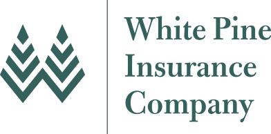 The logo for white pine insurance company has two trees on it.