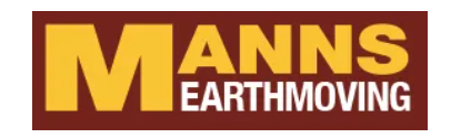 A red and yellow logo for mann 's earthmoving