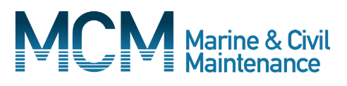 A logo for mcm marine and civil maintenance