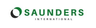 A green and white logo for saunders international