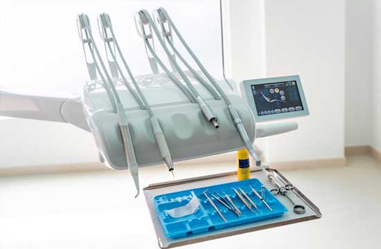 Dental equipments arranged in clinic