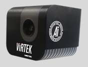 Black VIRTEK AI camera with lens, logo, and heat sink.