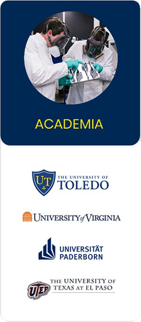 A collage of logos for academia including ut toledo university of virginia and university of texas at el paso