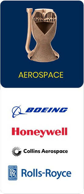 A blue and white sign that says aerospace boeing honeywell collins aerospace and rolls-royce
