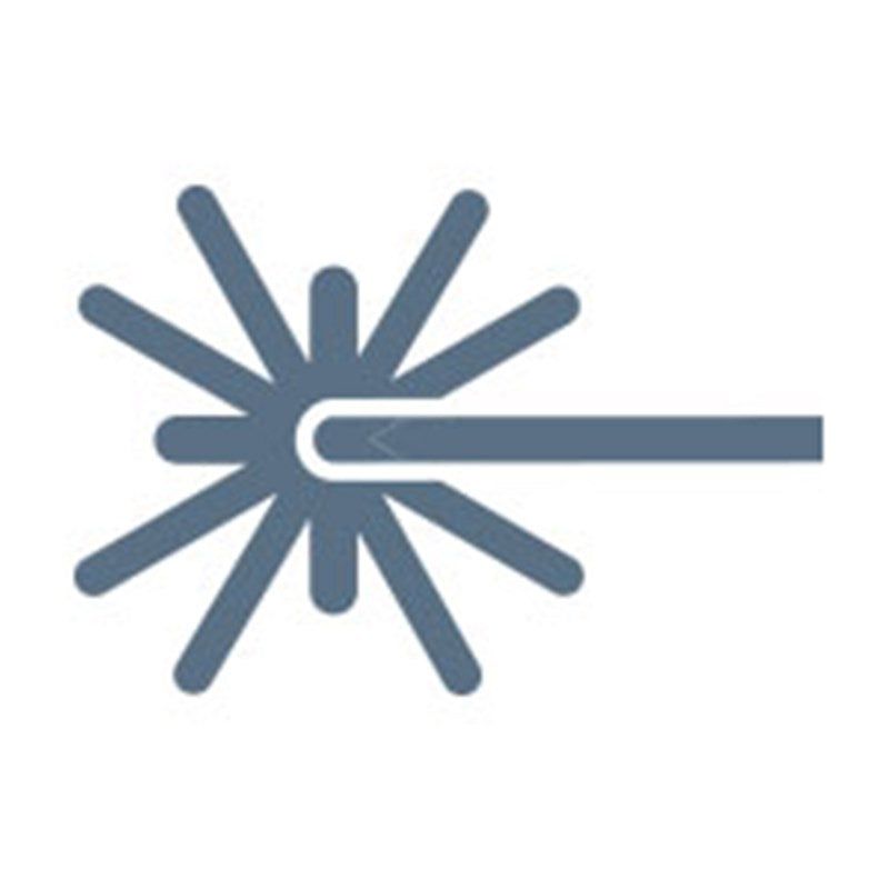 Laser beam emitting from a radial burst of lines.