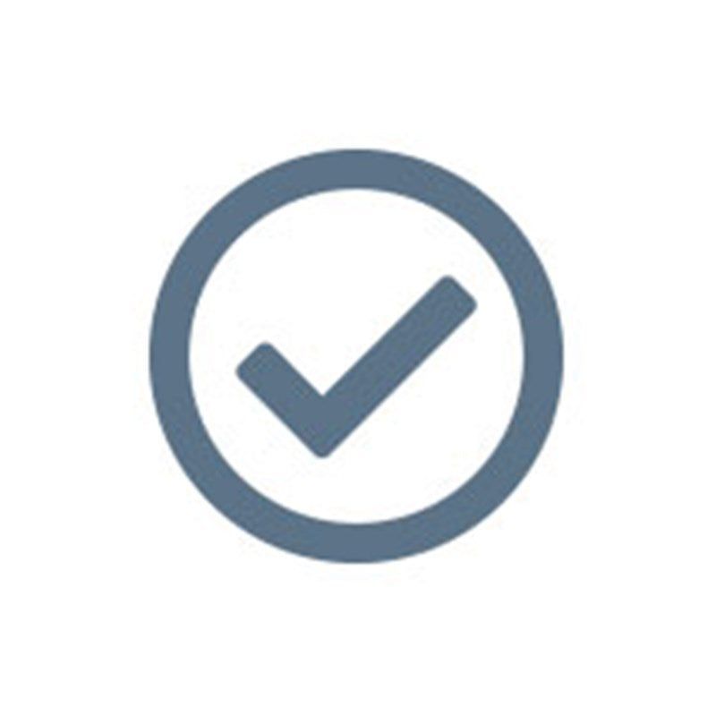 Checkmark inside a gray circle.