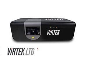 Black Virtek LTG laser projector with the Virtek logo.