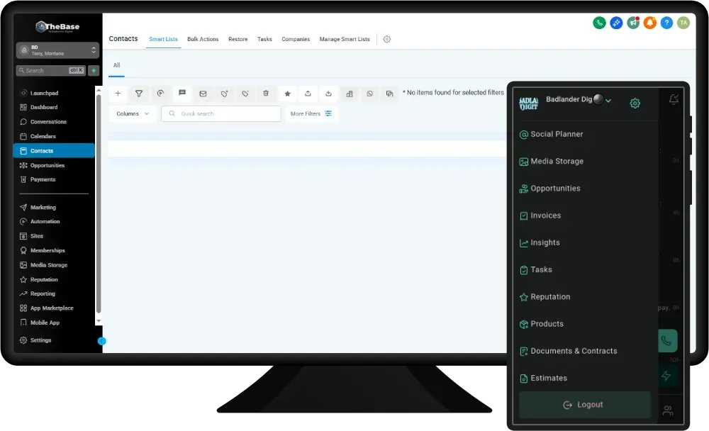 Mockup showing both a desktop PC and Mobile device showing our Advanced CRM