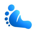 A blue footprint with circles around it on a transparent background.