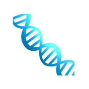 A blue DNA strand icon