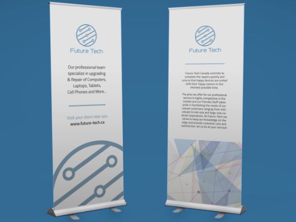 2 Pull up banners with custom printing on them