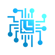 a blue circuit icon