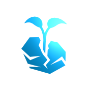 A blue icon with a plant growing out of it
