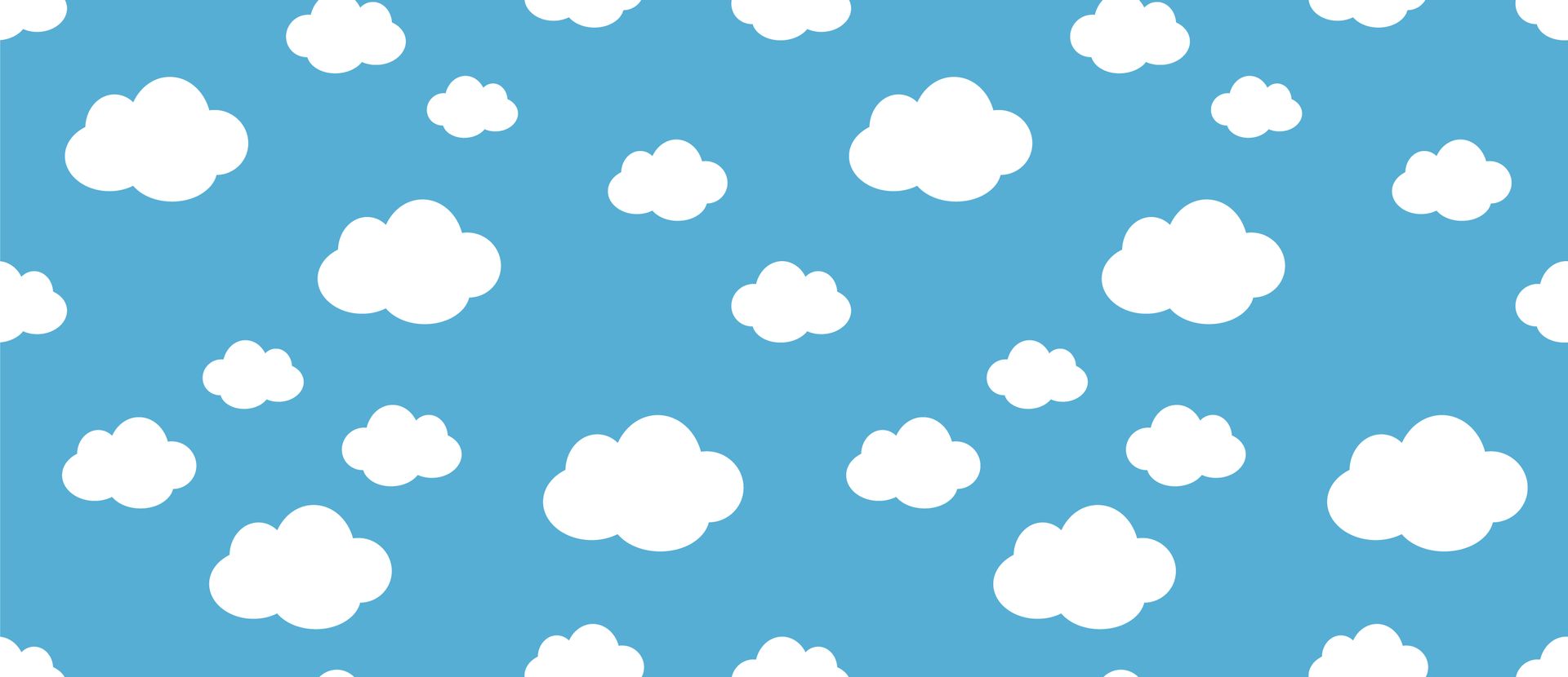 A seamless pattern of white clouds on a blue background