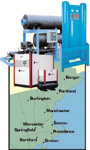 Compressed Air Systems And Service Area Map — Rockland, MA — Energy Machinery