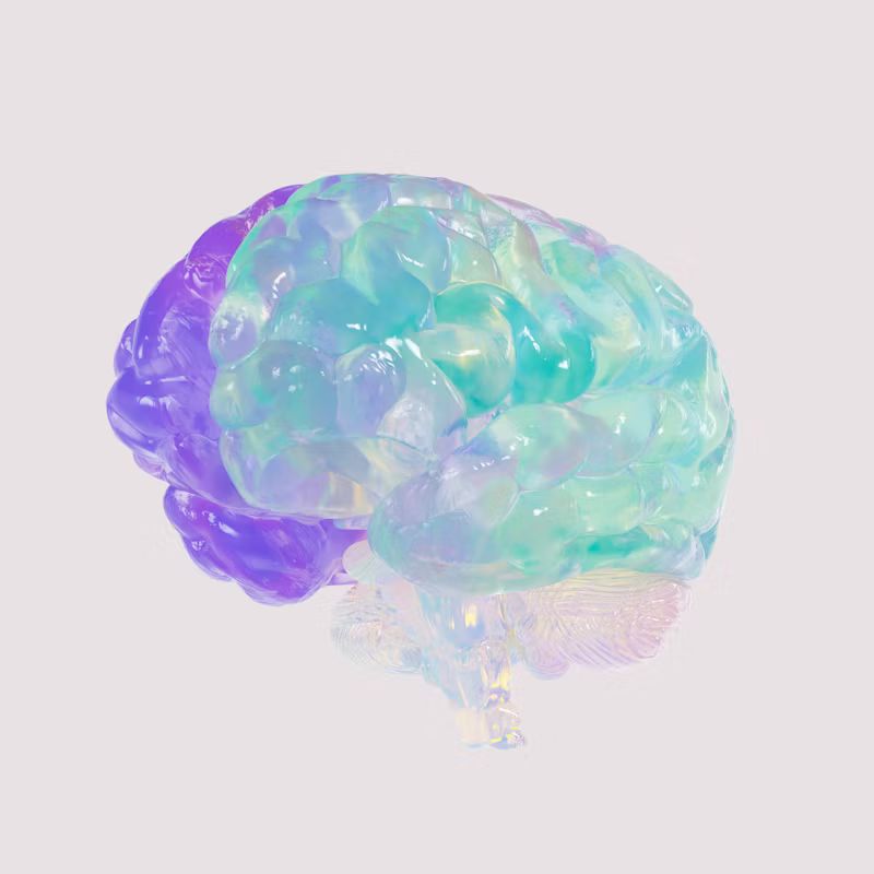 It looks like a jellyfish with a purple and blue brain.