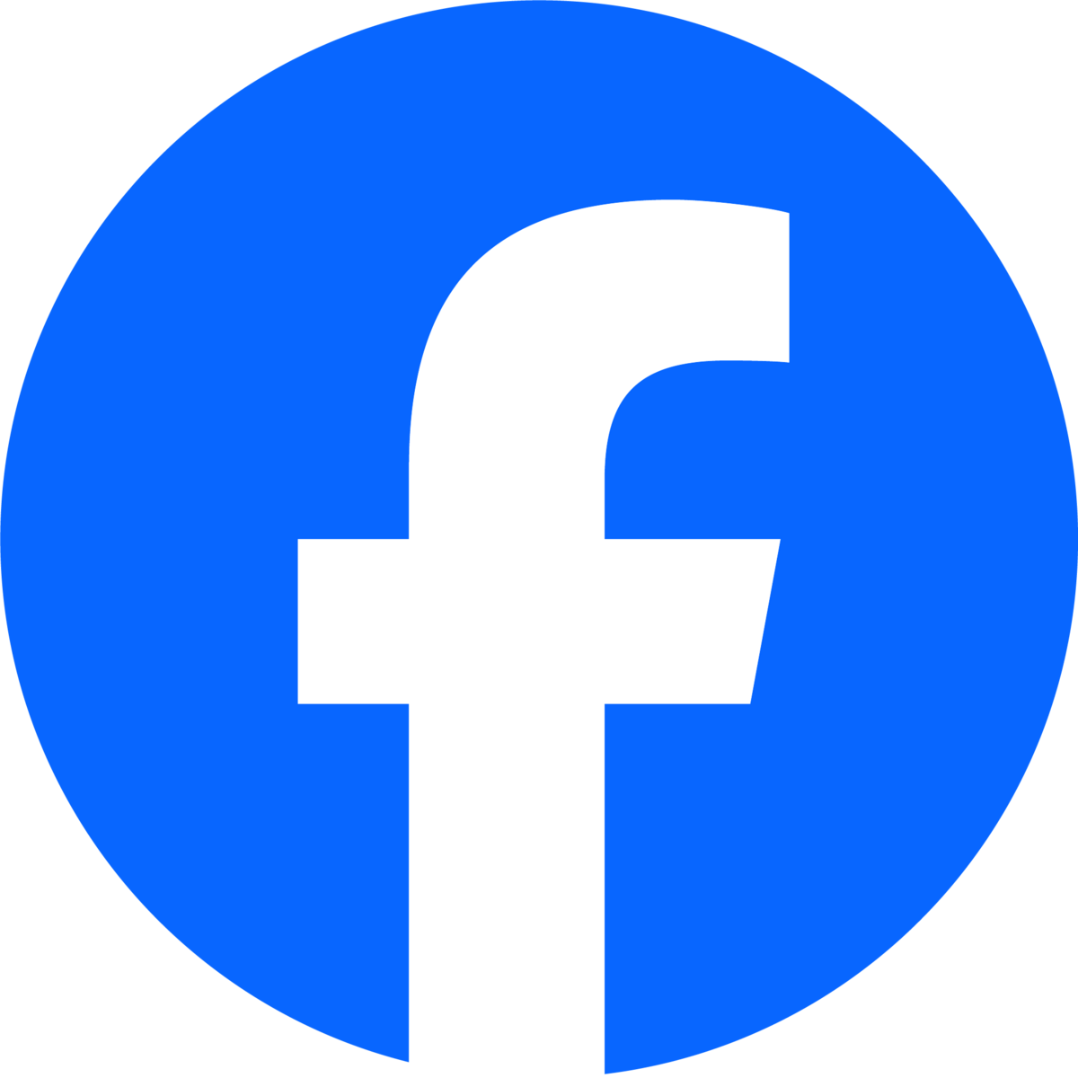 The facebook logo is in a blue circle on a white background.