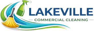 Lakeville Commercial Cleaning logo with broom and spray bottle graphic, Lakeville, MN