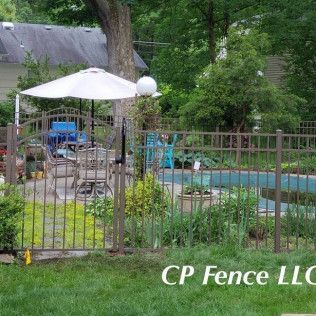 A metal privacy pool fence installation in Wantage, NJ by CP Fence